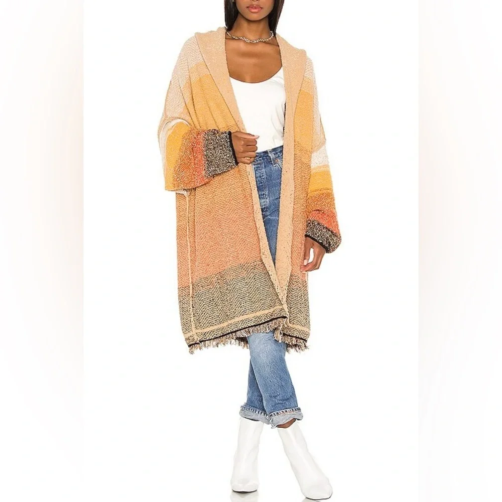 Free People Sunset Park Cardigan Oversized Duster Sweater Boho Size Large - Picture 4 of 7